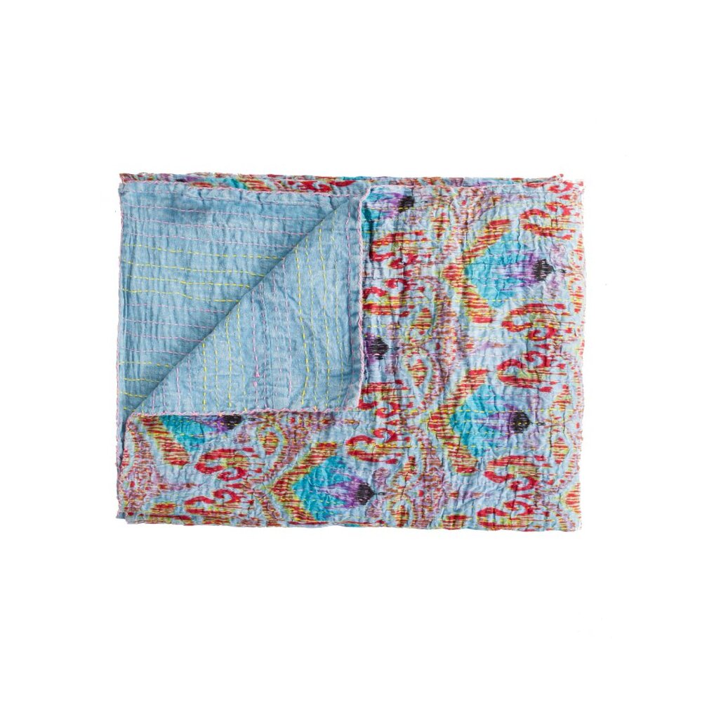Taj Hotel Home Decor Kantha Cotton Throw | 1-Piece | Multicolor | 50"x70"